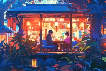 Japanese Neon Anime Background
