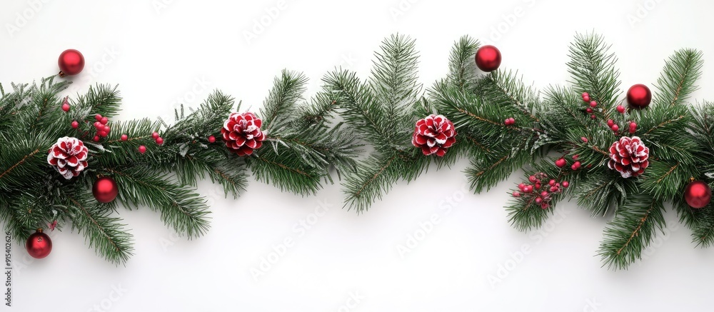 Aufkleber Christmas garland on a white background. with copy space image. Place for adding text or design