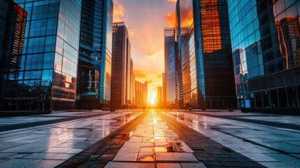 Sunset View Between Skyscrapers