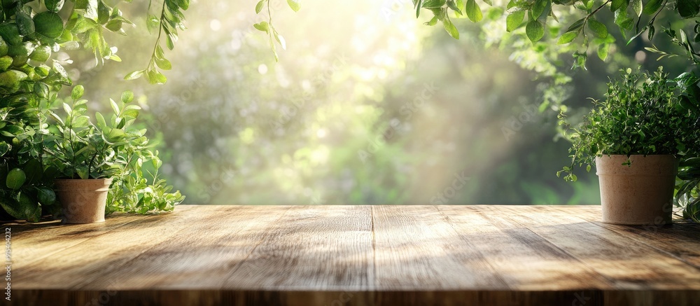 Aufkleber desk of available space with a stunning natural background mock up for showcasing or promoting produ