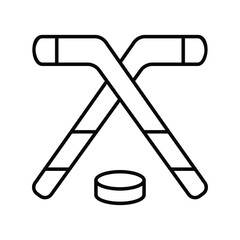 ice hockey  line icon with white background vector stock illustration