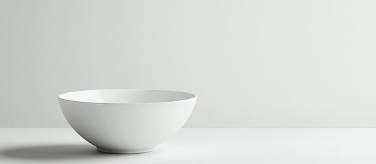 White bowl against a white backdrop Product photography with a white background. with copy space image. Place for adding text or design
