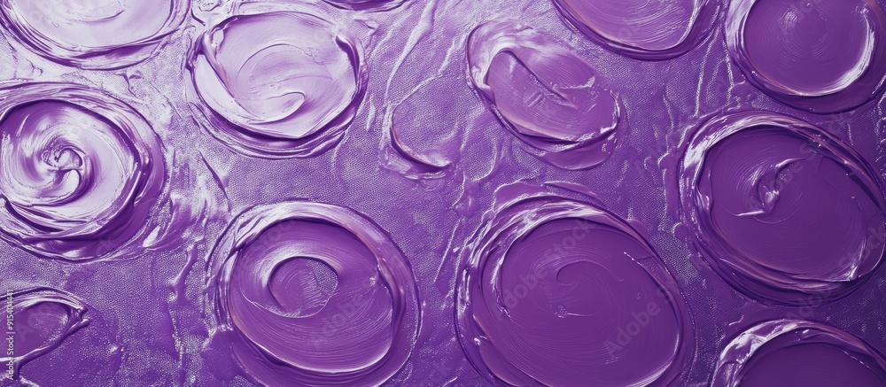 Fototapete Metallic surface featuring a circular pattern in violet lilac paint Textured background design. with copy space image. Place for adding text or design