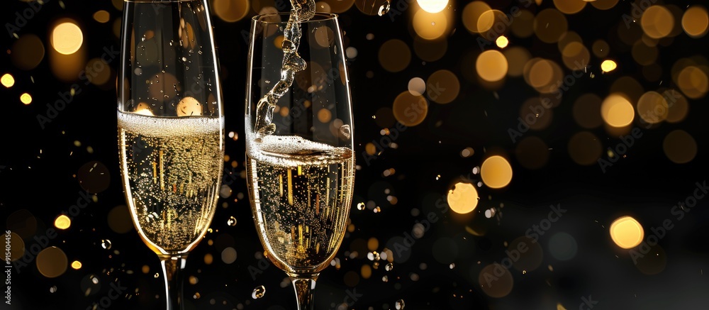 Aufkleber champagne glasses. with copy space image. Place for adding text or design