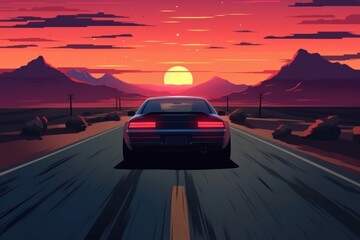 Fototapeta premium Car driving on road car landscape vehicle.
