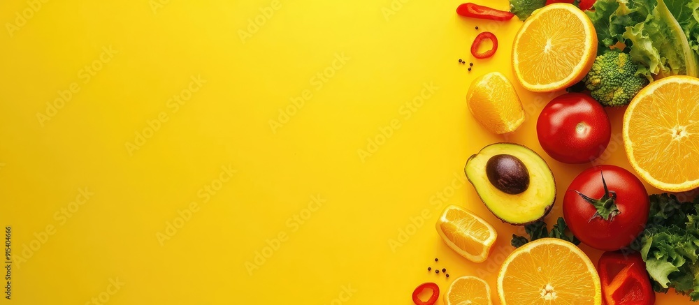 Aufkleber the idea of healthy food in contemporary society. with copy space image. place for adding text or de