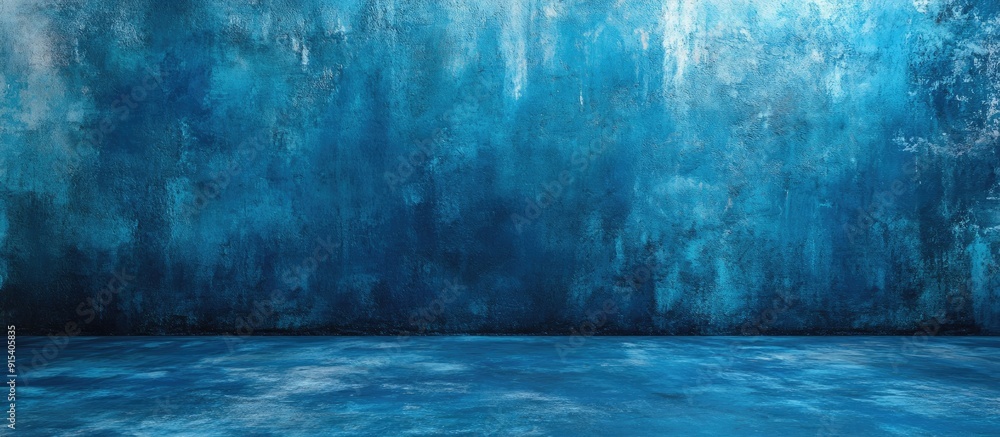 Poster blue textured background with a painted wall. with copy space image. Place for adding text or design