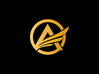 Initial letter A logo and wings symbol. Wings design logo template