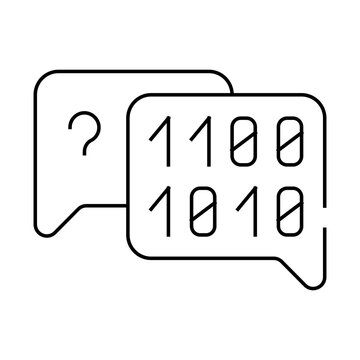 binary code and question mark quote frame line icon vector. binary code and question mark quote frame sign. isolated contour symbol black illustration