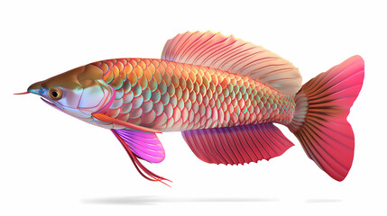 Fototapeta premium 3D Arowana fish in white background vector image