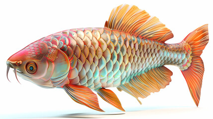 3D Arowana fish in white background vector image