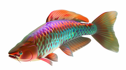 Fototapeta premium 3D Arowana fish in white background vector image