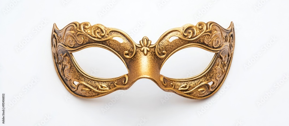 Aufkleber masquerade mask in gold isolated on a white background from the side view. with copy space image. pl