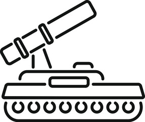Line drawing of a military tank firing a missile during a combat operation