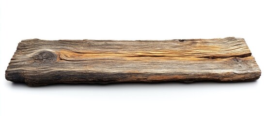 Fototapeta premium weathered old wood board isolated on white background. with copy space image. Place for adding text or design