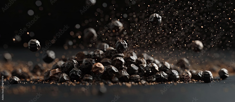 Poster black peppercorns. with copy space image. place for adding text or design