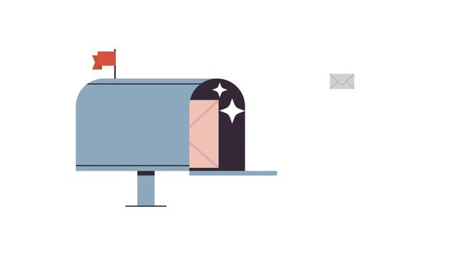 Postbox and enevelope read new letters, mail marketing mail service, correspondence delivery concept flat vector animation.	
