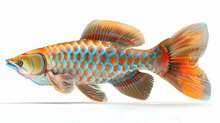 Fototapeta premium 3D Arowana fish in white background vector image