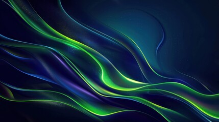 Fototapeta premium Abstract Flowing Lines with Glowing Green and Blue
