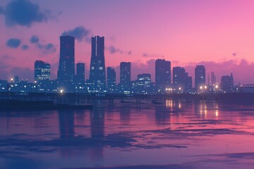 Fototapeta premium Japanese Neon Anime Background