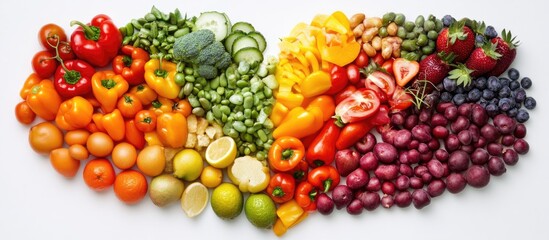 Healthy diet and fitness idea featuring fruits and vegetables. with copy space image. Place for adding text or design