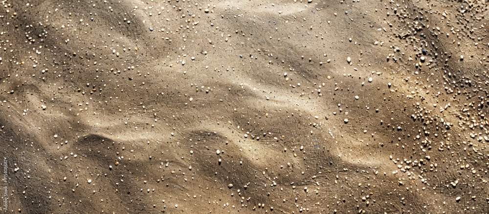 Poster Dirty wet sand creates a grunge horizontal shabby background in close up The image of the sand pattern is blurred This forms an abstract nature background. with copy space image