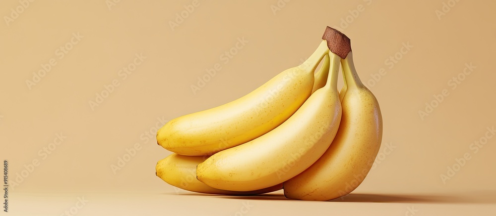 Poster banana cluster on a beige gradient background copy space