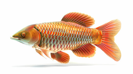 Fototapeta premium 3D Arowana fish in white background vector image