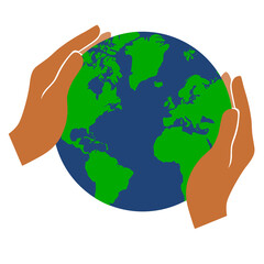 Earth globe in hands, humanitarian world day symbol 