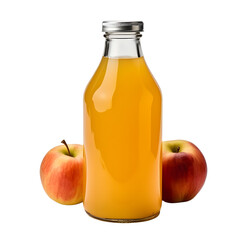 Apple Juice in luxury container, popular beverage, photograph, 4k, single object, isolated on white background.