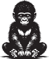 Baby Gorilla Silhouette isolated on white background Minimalist gorilla vector shape © Md Hasan