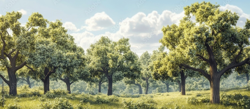Poster oak trees. with copy space image. place for adding text or design