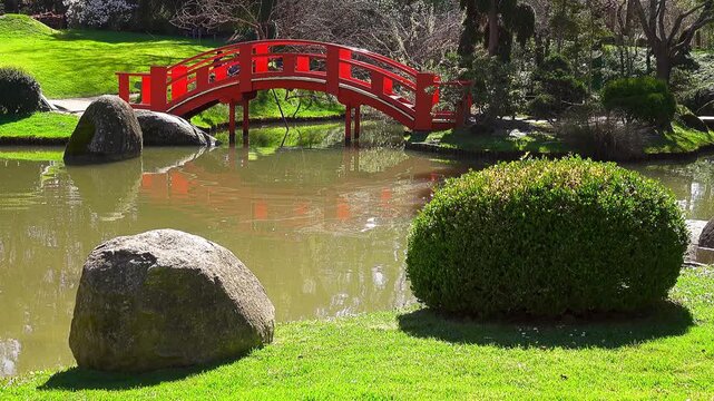 TOULOUSE, FRANCE - MARCH 12 2108: Japanese garden. Garden Compans Caffarelli on Boulevard Lascrosses.