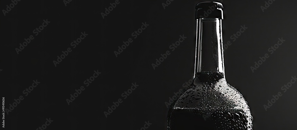 Poster close up of the bottleneck of a glass bottle copy space a graphic still life featuring light and sha
