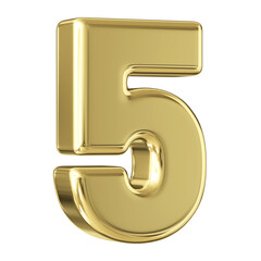 Gold 3D Number 5