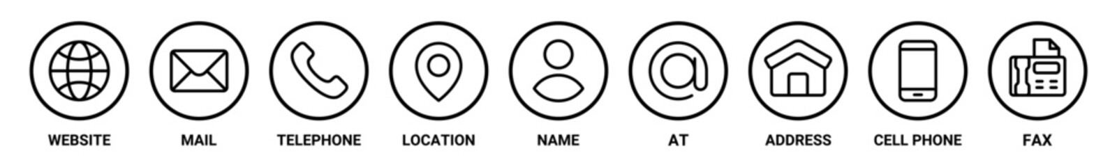 contact icon vector set. symbol, sign