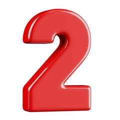 Red 3D Number 2