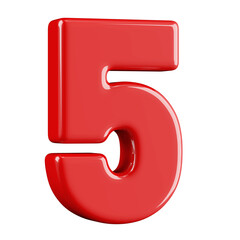 Red 3D Number 5