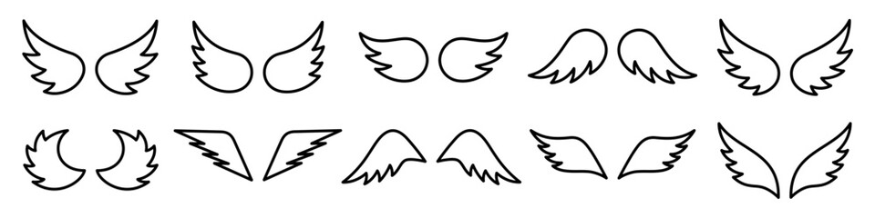 vector pair of wings. bird, angel, symbol