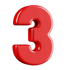 Fototapeta premium Red 3D Number 3