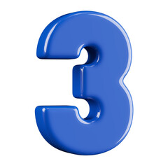 Blue 3D Number 3