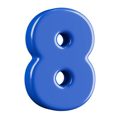 Blue 3D Number 8