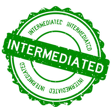 Grunge green intermediated word round rubber seal stamp on white background