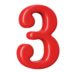 Red 3D Number 3