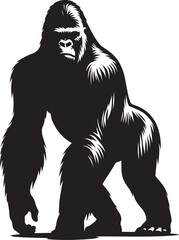 Fototapeta premium Baby Gorilla Silhouette isolated on white background Minimalist gorilla vector shape