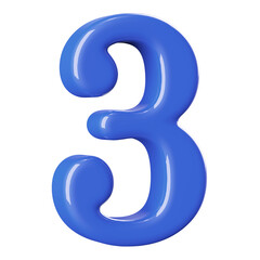Blue 3D Number 3