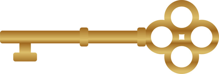 ancient gold key vector. object, symbol, vintage