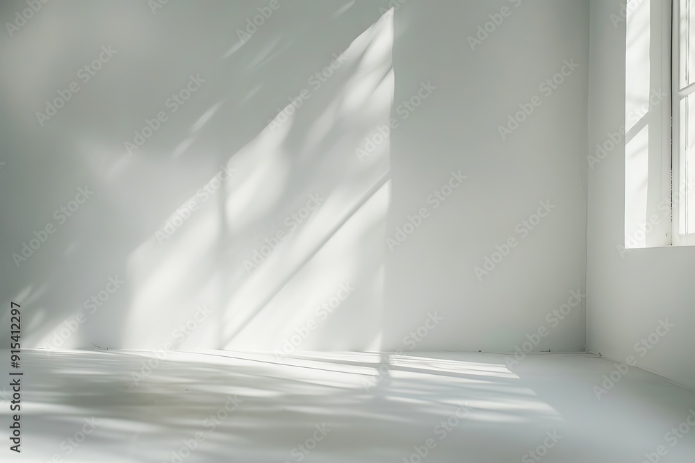 Wall mural minimalistic white background with a slight, soft light leak effect on one side