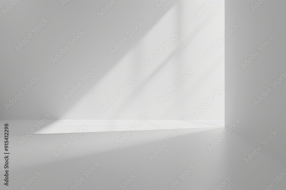 Wall mural minimalistic white background with a gentle, soft light from one corner creating a subtle gradient