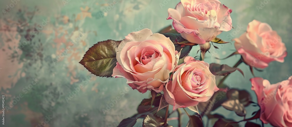 Aufkleber vintage rose flowers. with copy space image. place for adding text or design